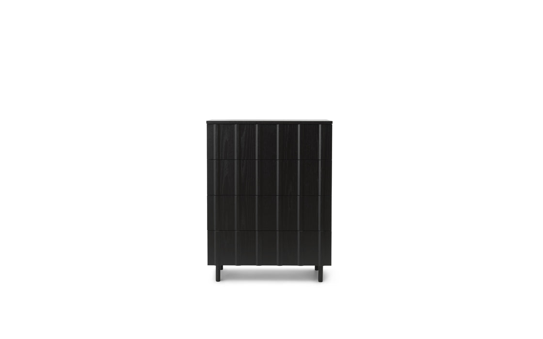 Rib Dresser w. 4 Drawers Soft Black