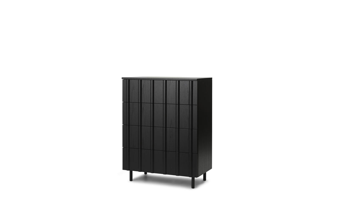 Rib Dresser w. 4 Drawers Soft Black