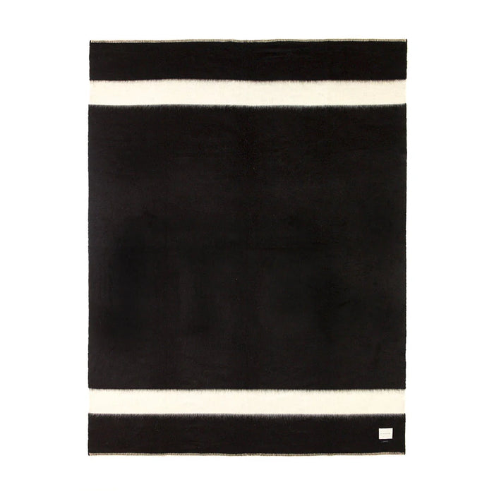 The Siempre Recycled Blanket Black with Ivory Stripe