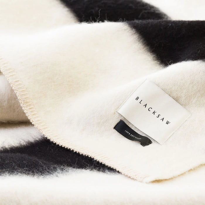 The Siempre Recycled Blanket Ivory with Black Stripe