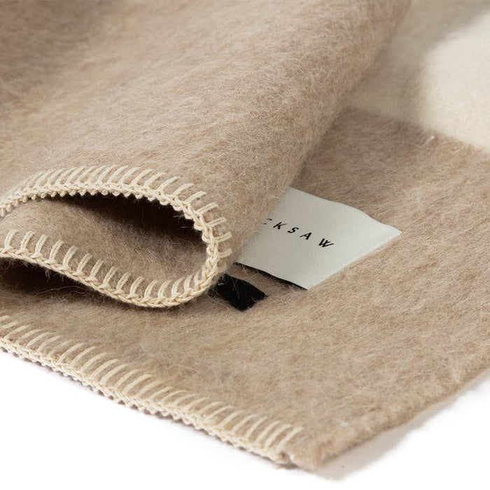 The Siempre Recycled Blanket Beige with Ivory Stripe