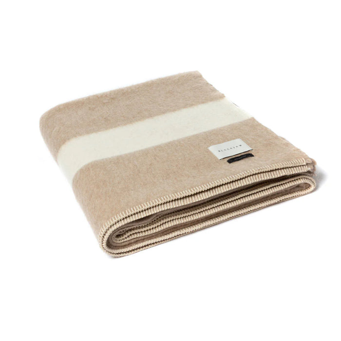 The Siempre Recycled Blanket Beige with Ivory Stripe