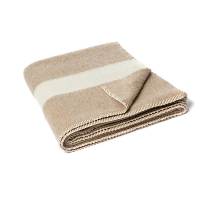 The Siempre Recycled Blanket Beige with Ivory Stripe