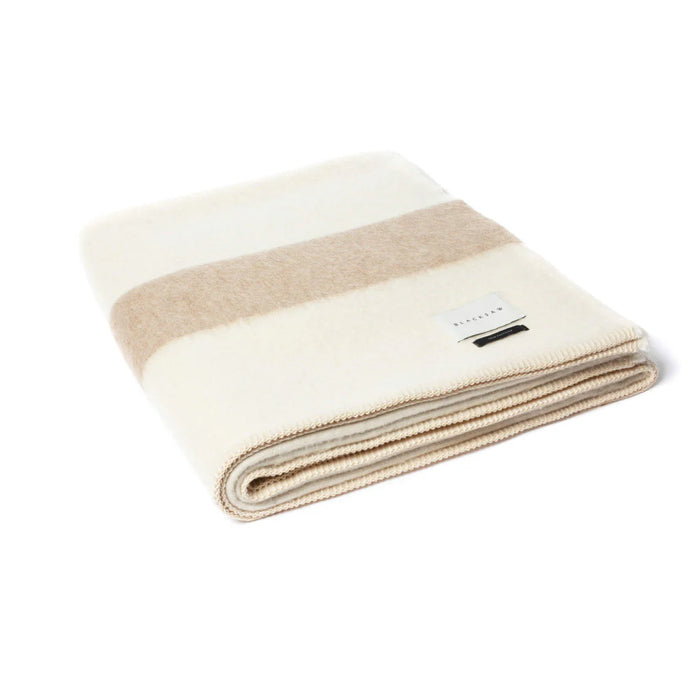 The Siempre Recycled Blanket Ivory with Beige Stripe
