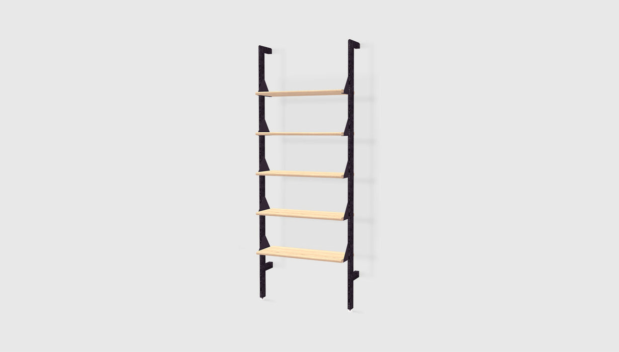 Black Uprights Black Brackets Blonde Shelves /