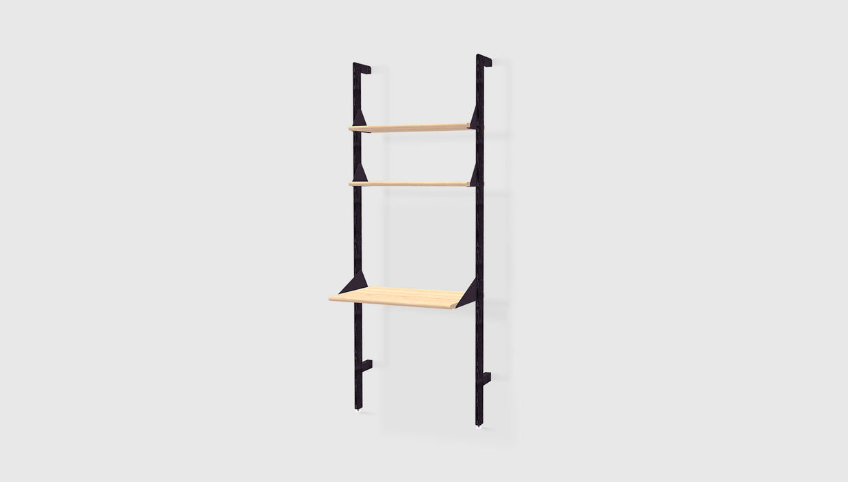 Black Uprights Black Brackets Blonde Shelves /