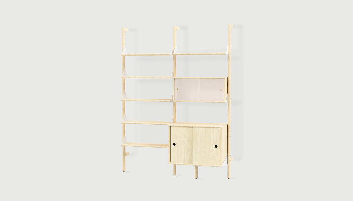 Blonde Uprights/ White Brackets/ Blonde Shelves