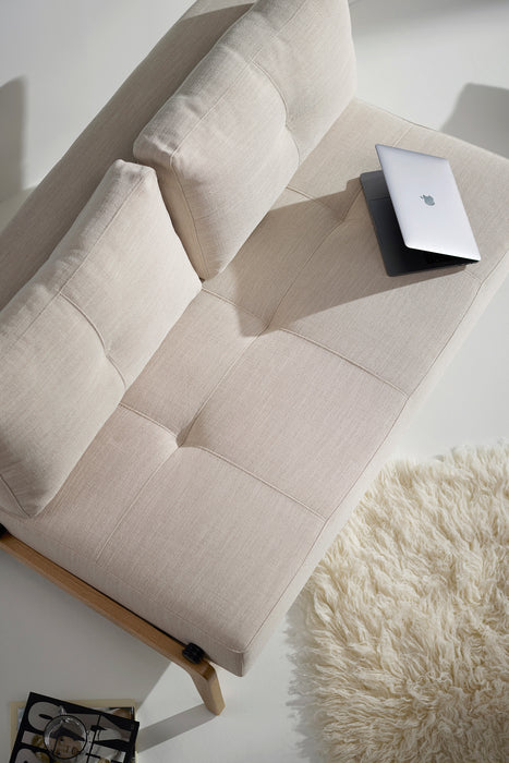 Cubed Queen Size Sleeper Sofa With Wood Legs