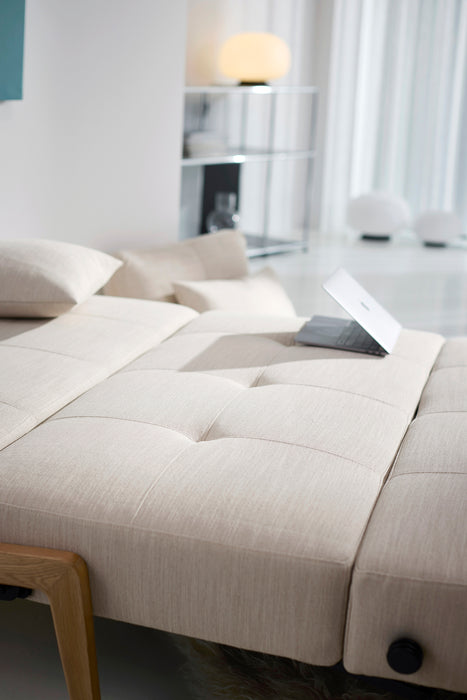 Cubed Queen Size Sleeper Sofa With Wood Legs