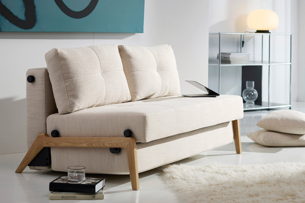 Cubed Full Size Sleeper Sofa With Wood Legs