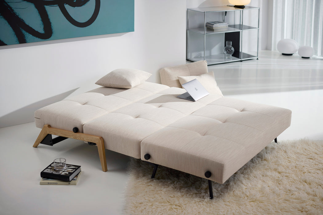Cubed Full Size Sleeper Sofa With Wood Legs