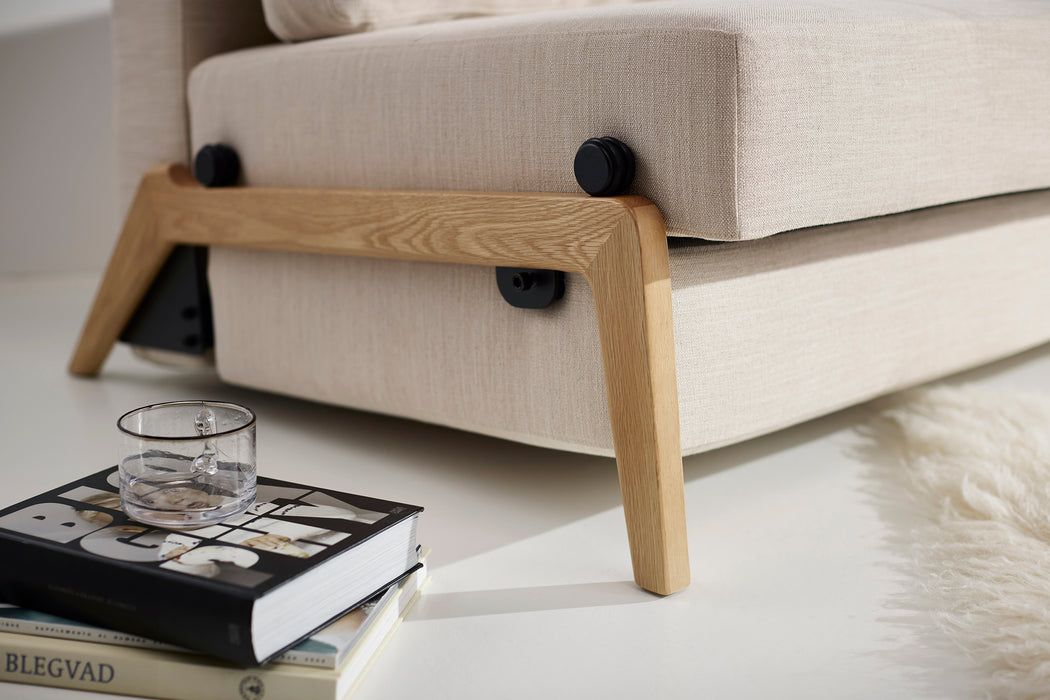 Cubed Full Size Sleeper Sofa With Wood Legs