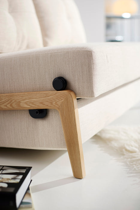 Cubed Queen Size Sleeper Sofa With Wood Legs