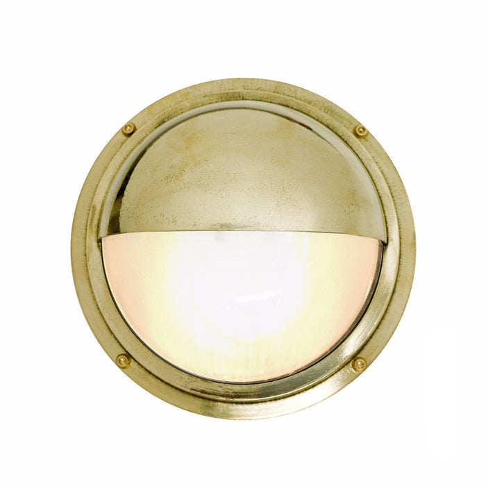 Original BTC, Brass Bulkhead Wall Lamp Eyelid Shield, Exterior,