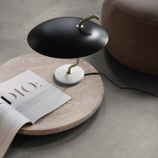 Astep, Model 537, Brass Structure Black Reflector White Marble Base, Table / Task,