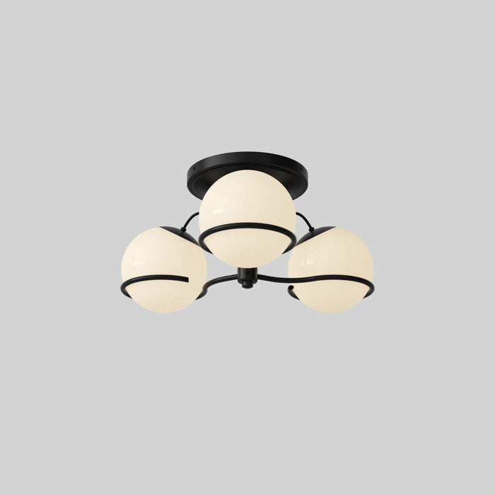 Astep, Model 2042 3 Opaline Spheres, Black, Ceiling, Gino Sarfatti,