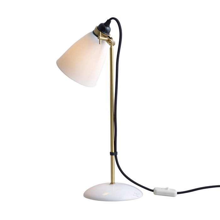 Original BTC, Hector 30 Table Lamp Satin Brass Black Cord, Table / Task,
