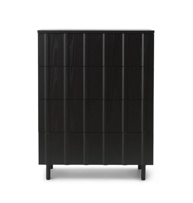 Rib Dresser w. 4 Drawers Soft Black