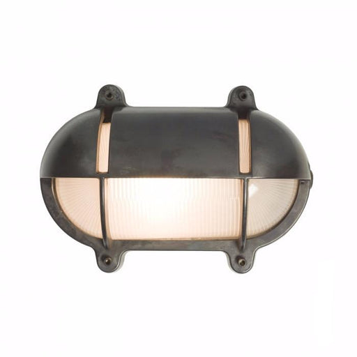 Oval Bulkhead Wall Lamp, weathered brass, no. 7435